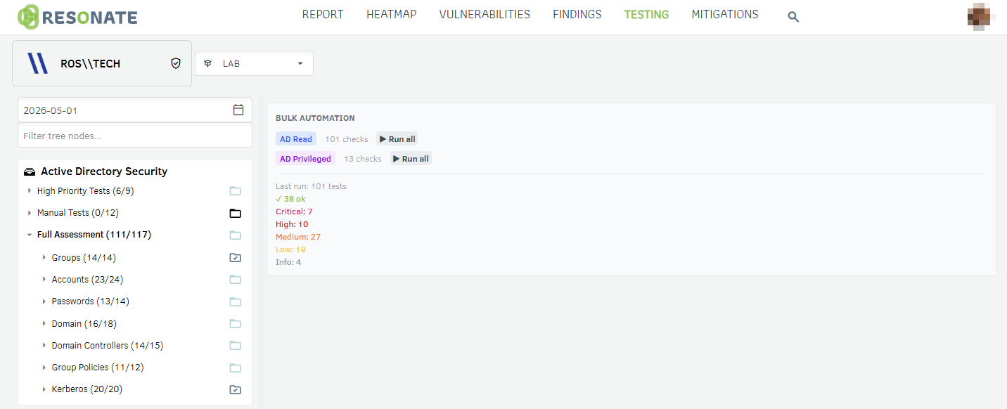 Resonate bulk automation — running automated Active Directory checks